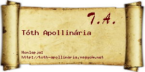 Tóth Apollinária névjegykártya